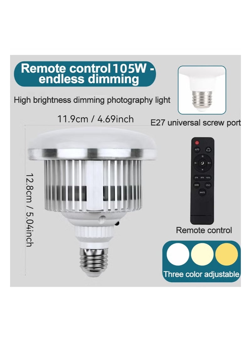 مصباح إضاءة LED للتصوير الفوتوغرافي بقوة 105 وات مع جهاز تحكم عن بُعد، درجة حرارة لون قابلة للتعديل من 3000 كلفن إلى 5500 كلفن، قابل للتعتيم، 3 ألوان، مقبس E27، لإضاءة الاستوديو، صندوق الضوء، التصوير الفوتوغرافي والفيديو - view 2